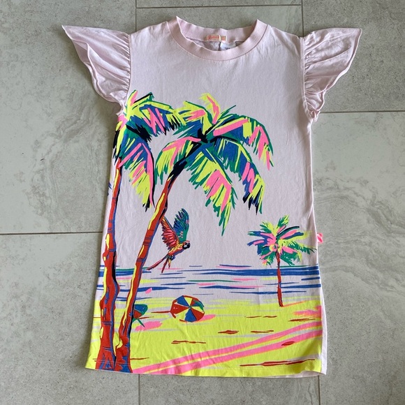 BILLIEBLUSH
GIRLS PINK COTTON PALM TREE PRINT DRESS - Picture 2 of 5